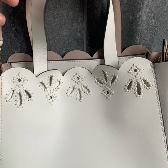KATE SPADE White Eyelet MAGNOLIA Purse Tote MINA - Picture 2 of 9